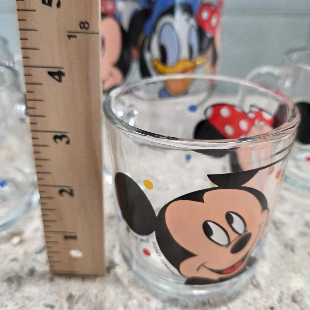 Vintage Anchor Hocking Disney Mickey Mouse Donald‎ Duck Pitcher and Glass Set